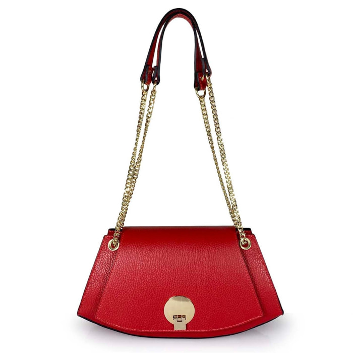 Borse Donna colore Rosso-in pelle Made in Italy 32x16x13cm