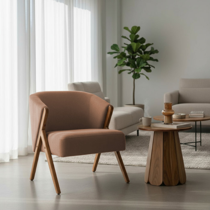 Fauteuil - HOME DECO FACTORY - Cotelet Jules - Confortable - Épuré - Marron