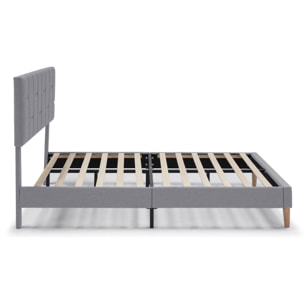 Estructura de Cama tapizada Sorni de 30 cm, 90/135-140/150x190 cm, Gris claro