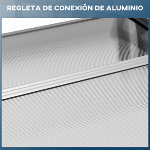 Tejadillo de Protección contra Sol y Lluvia para Puertas Ventanas Marquesina de Techo Diseño Moderno Aleación de Aluminio Duradero 90x295x23,5 cm Transparente