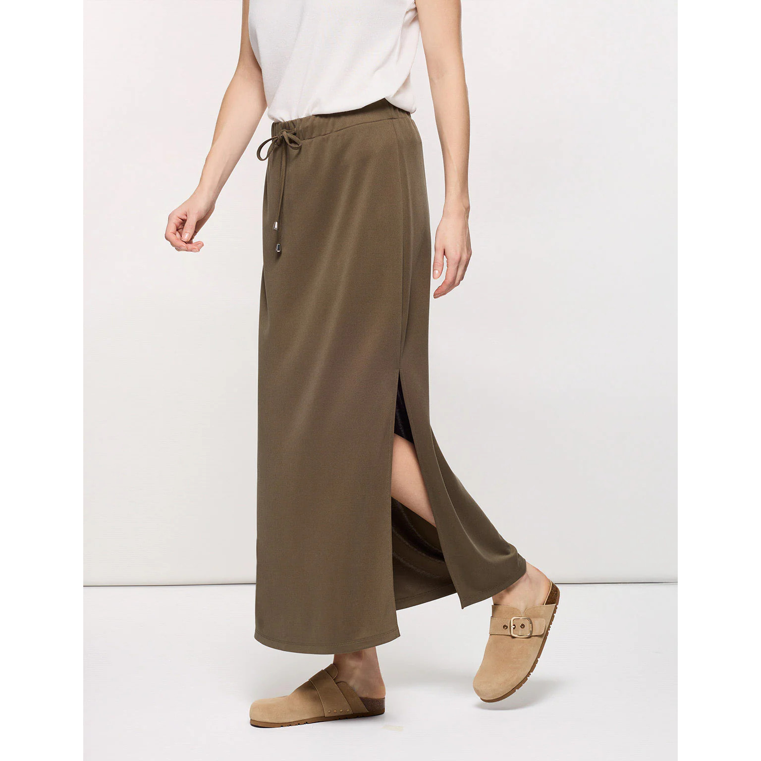 Falda Midi Caqui - Claudinasa