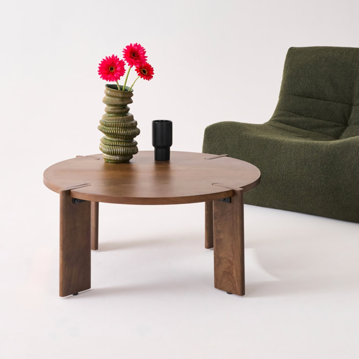 Table basse exotique ronde bois massif REVA