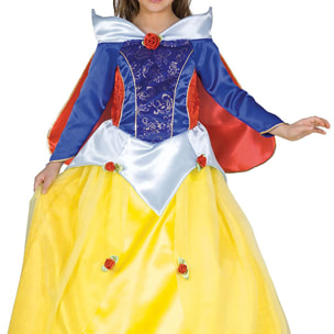 Abito Costume Carnevale Principessa Biancaneve Giallo Rosso Blu Bambina