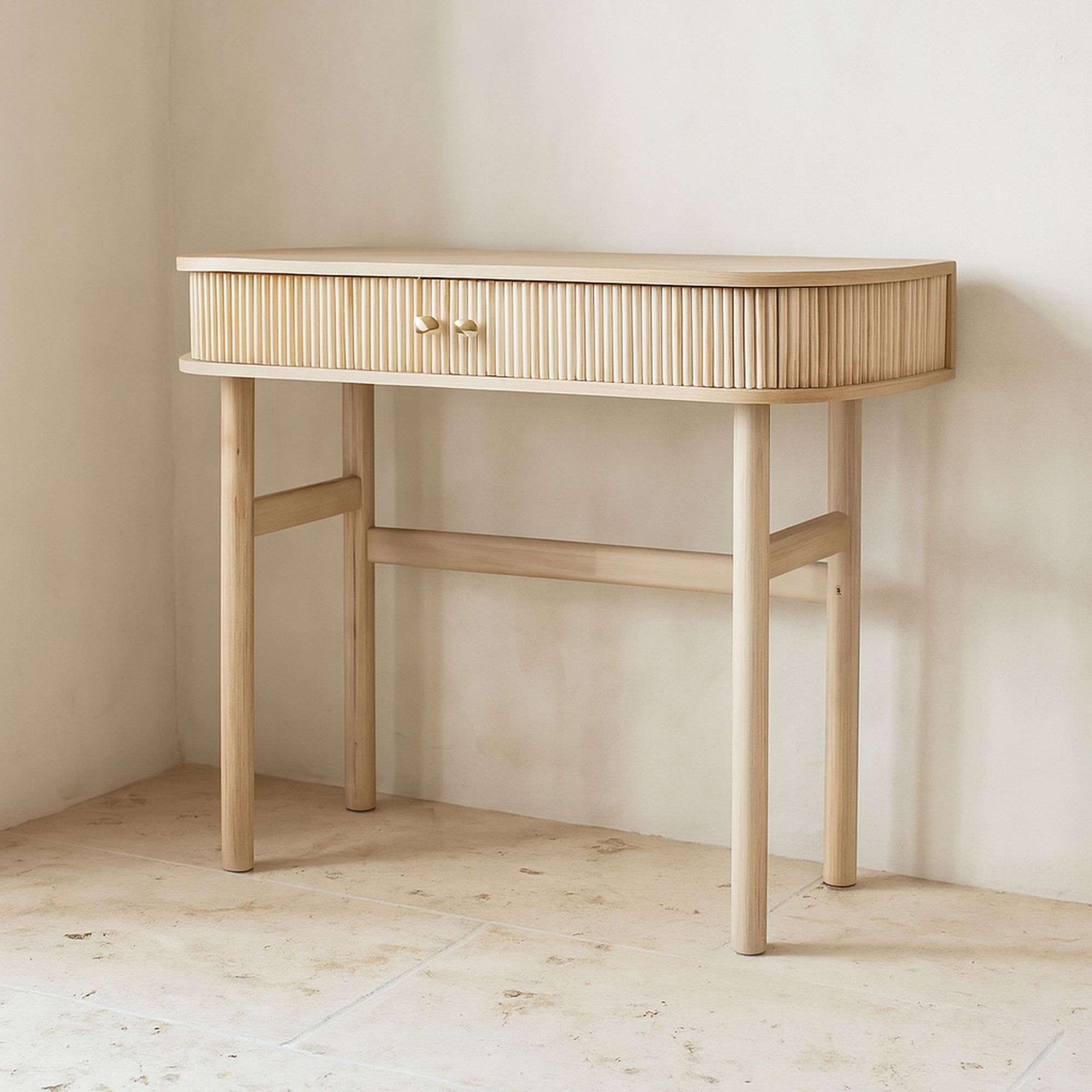 Console en bois clair avec portes coulissantes HECTOR