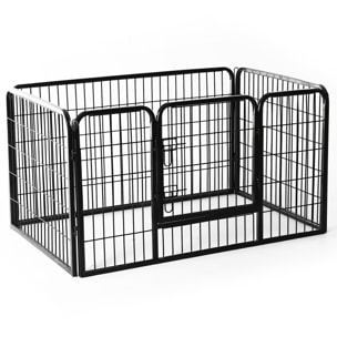 Luxe parc enclos acier 125L x 80l x 70H cm 4 panneaux et 1 porte pour chiens noir