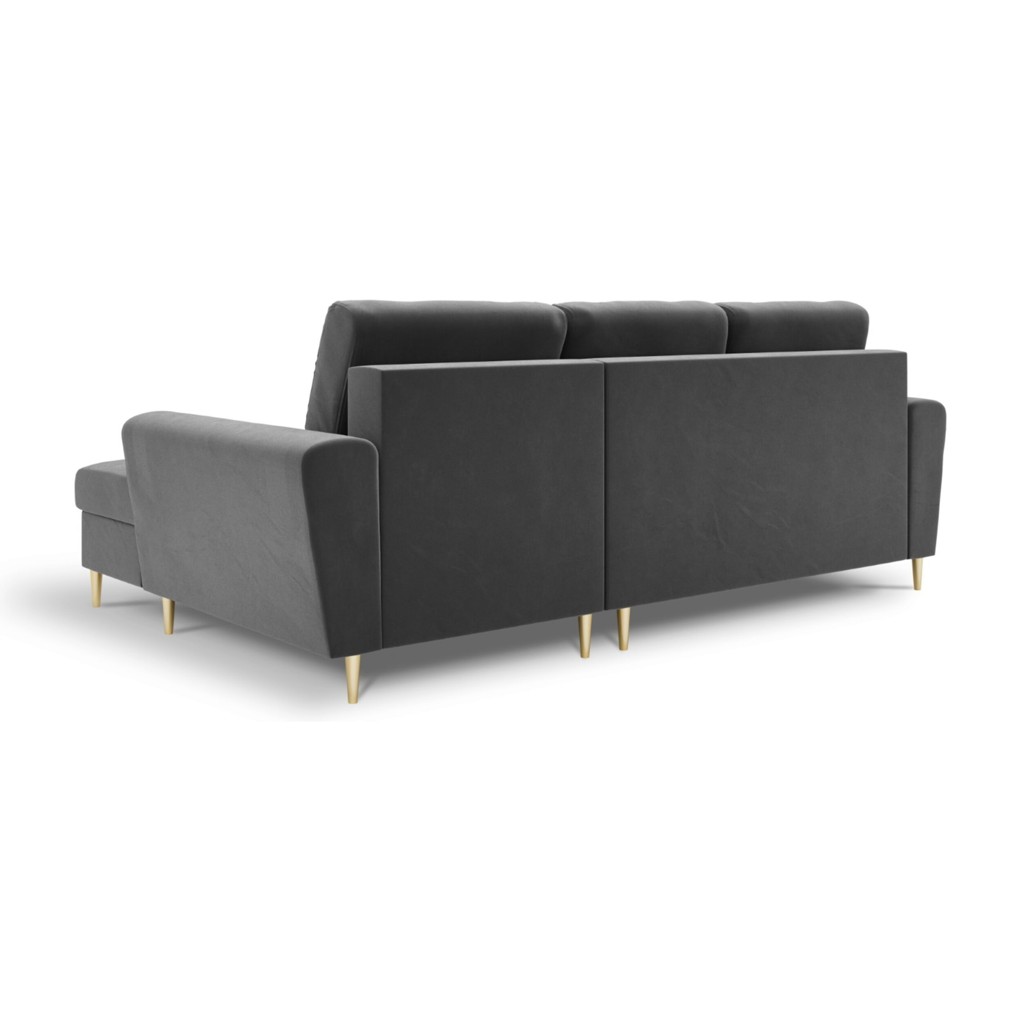Canapé d'angle droit convertible avec coffre de rangement "Kyoto" 4 places en velours gris clair