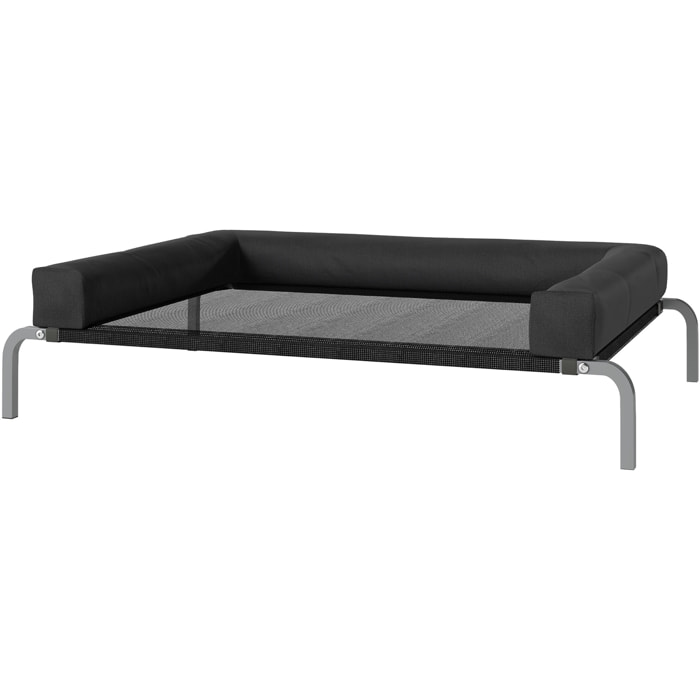 Transat pour animaux - lit pour chien - lit à pieds pour chien avec contour coussin dim. 110 x 75 x 30 cm - noir