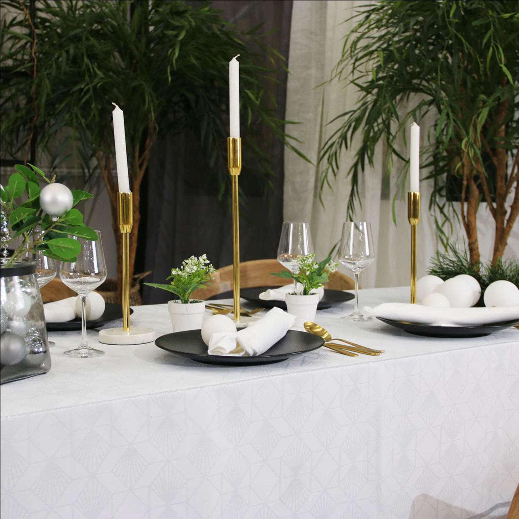 Serviette de Noël brodée - Blanc