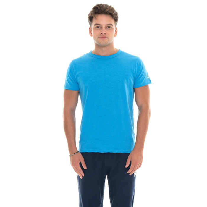Maglietta uomo maniche corte in slub piccolo logo