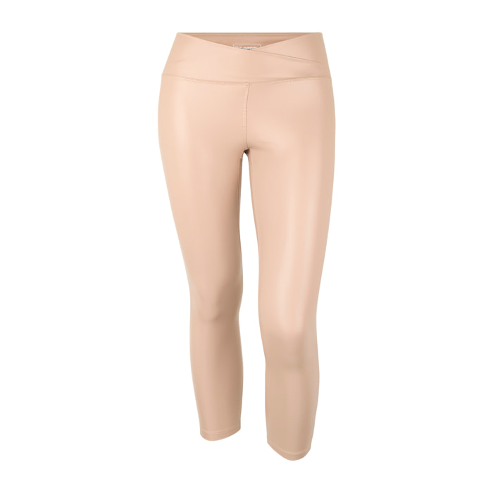 Leggings 7/8 vita regular effetto lucido con incrocio