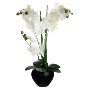 Orchidée artificielle vase céramique noir H53cm
