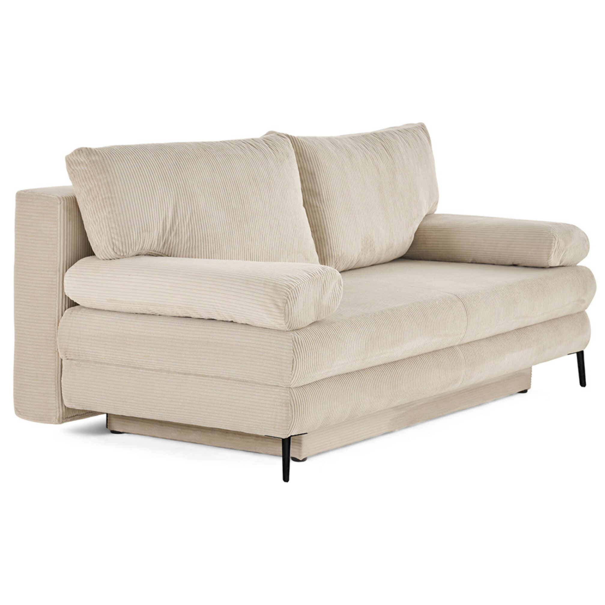 Elton - canapé 3 places convertible avec coffre en velours côtelé - Beige