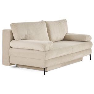 Elton - canapé 3 places convertible avec coffre en velours côtelé - Beige