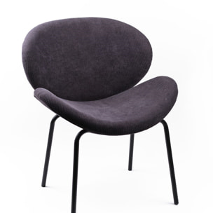 Fauteuil arrondi en velours cotelé COZY gris