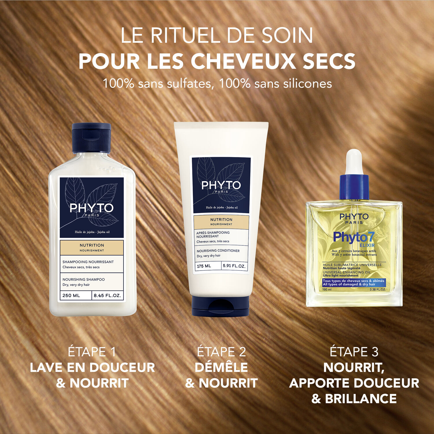 Phyto7 Elixir - Coffret Huile Sublimatrice Universelle 180 ml + Shampooing Réparateur 50 ml