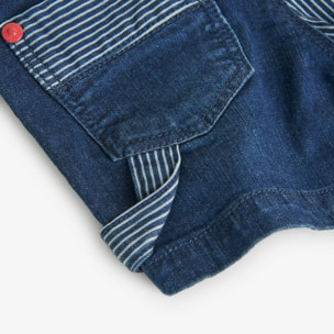 Bermudas denim niño, estampado de rayas, azul