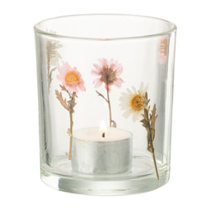 J-Line photophore Peggy Fleurs - verre - transparent - small