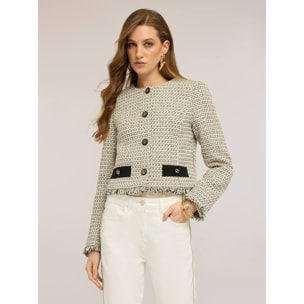 Motivi - Giacca in bouclé con bottoni a contrasto - Beige