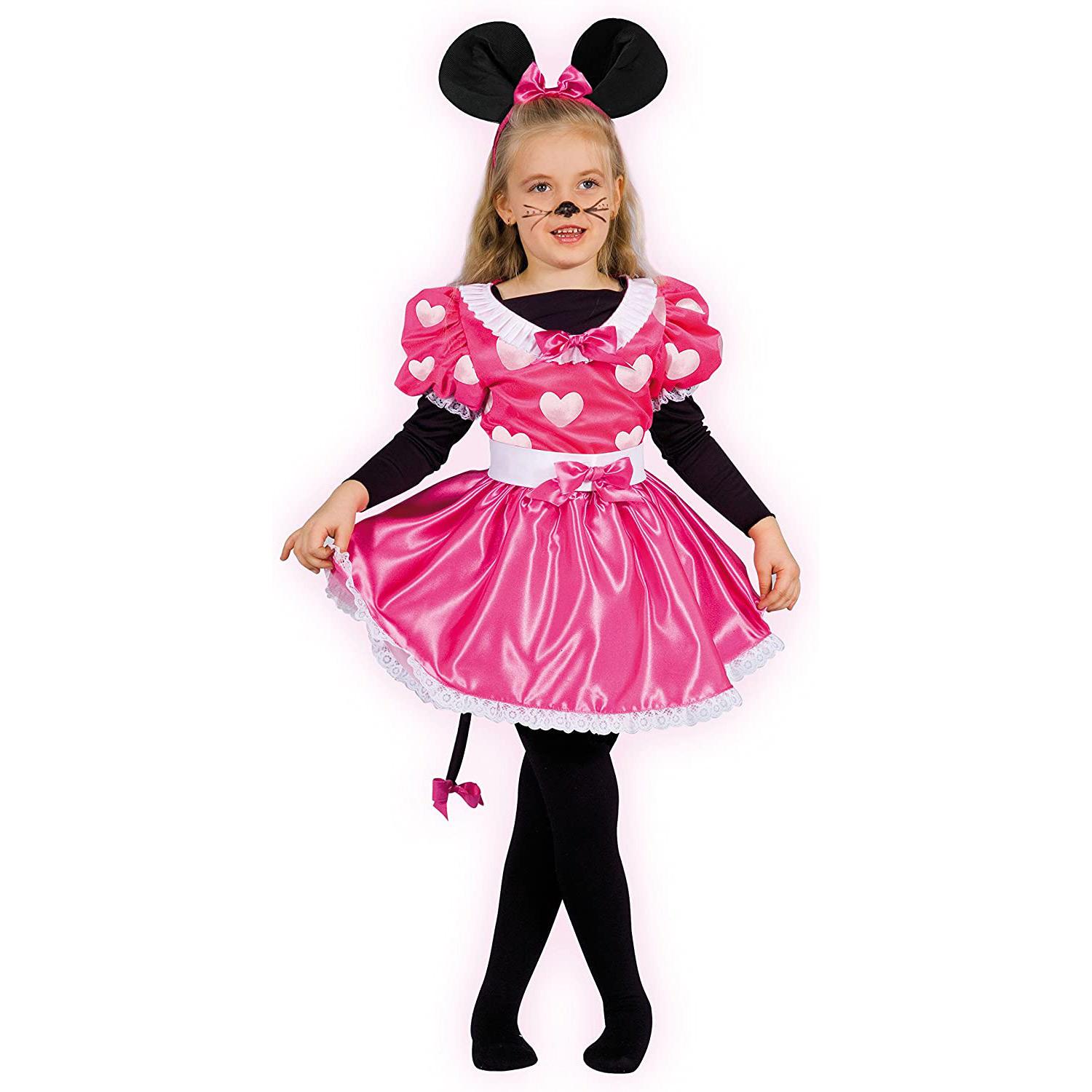 Costume Carnevale Con Make-Up Topolina Pretty Mouse Bambina Originale