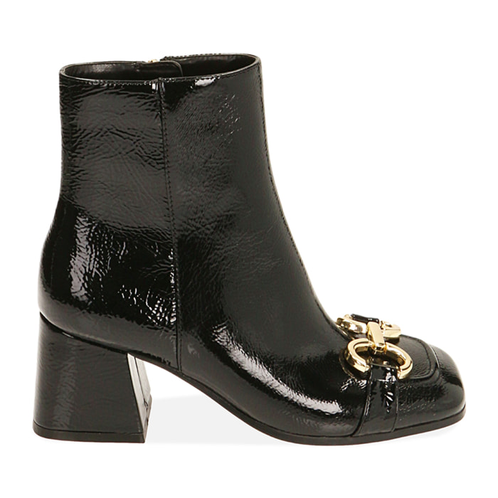 Ankle boots neri in naplack, tacco 6,5 cm