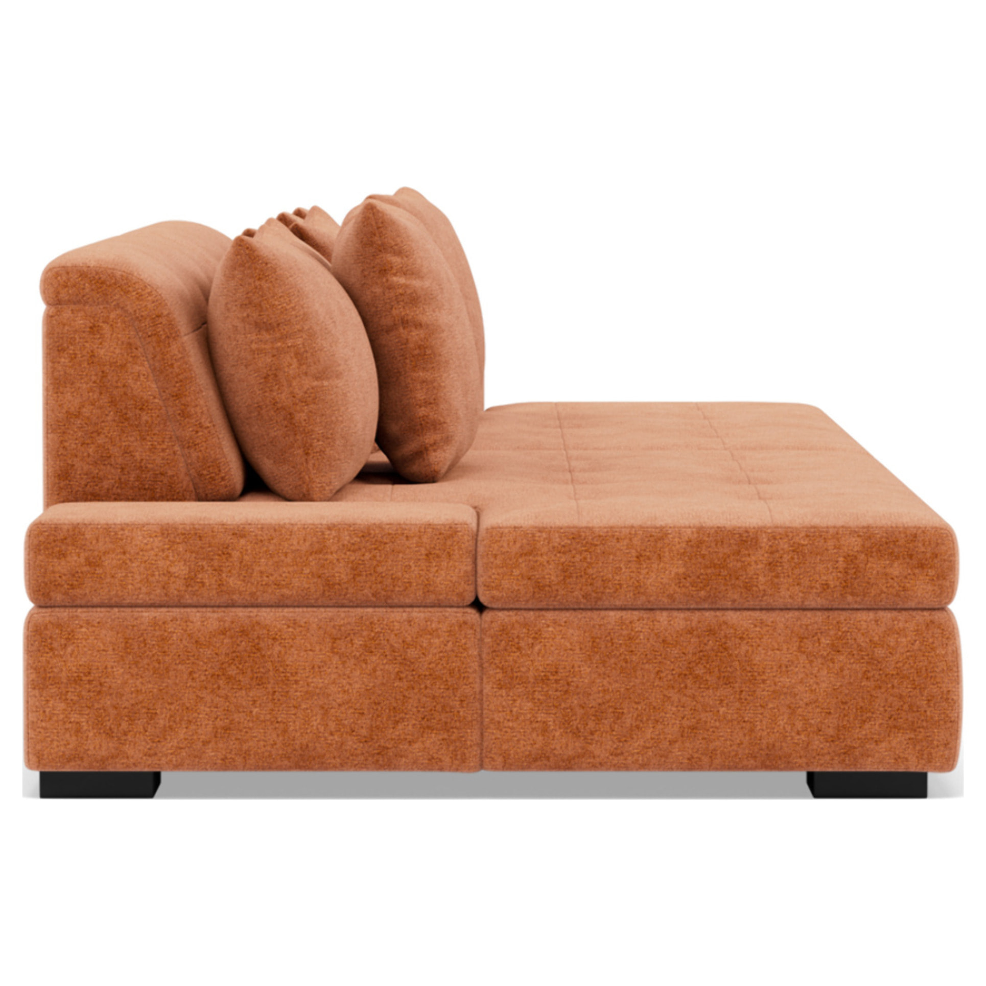 Vermont - canapé droit 4 places avec double méridienne - assise profonde - en velours texturé - Terracotta