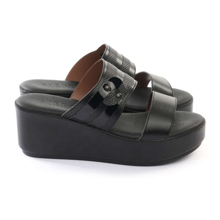 SANDALO ZEPPA DOPPIA FASCIA NERO