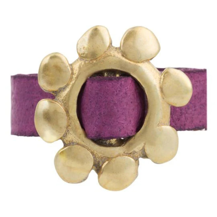 Anillo ajustable piel morado-dorado "Cadmi"