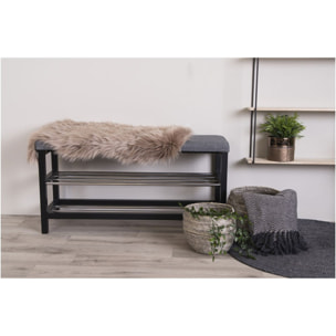 Panchina Padova grigia con cuscino e 2 ripiani, gambe nere, 100 cm