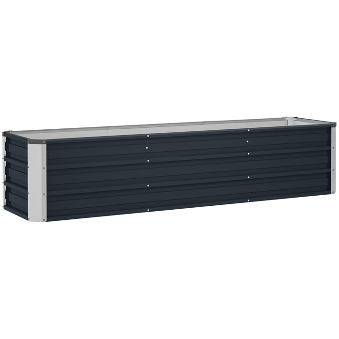 Carré potager de jardin dim. 183 x 47 x 40 cm tôle d'acier ondulée anthracite