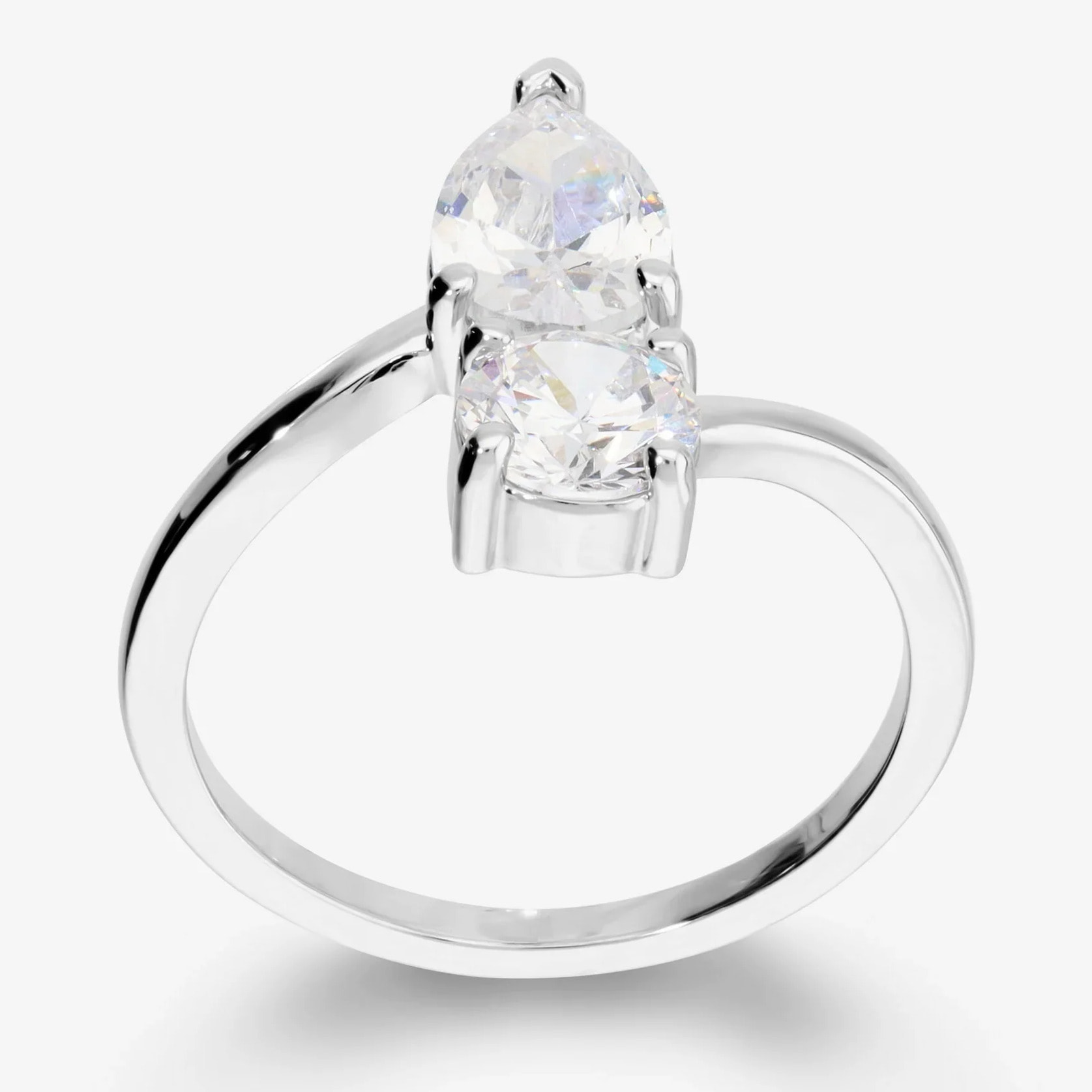 Anello Contrarié con Doppia Pietra a Goccia e Tonda