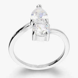 Anello Contrarié con Doppia Pietra a Goccia e Tonda