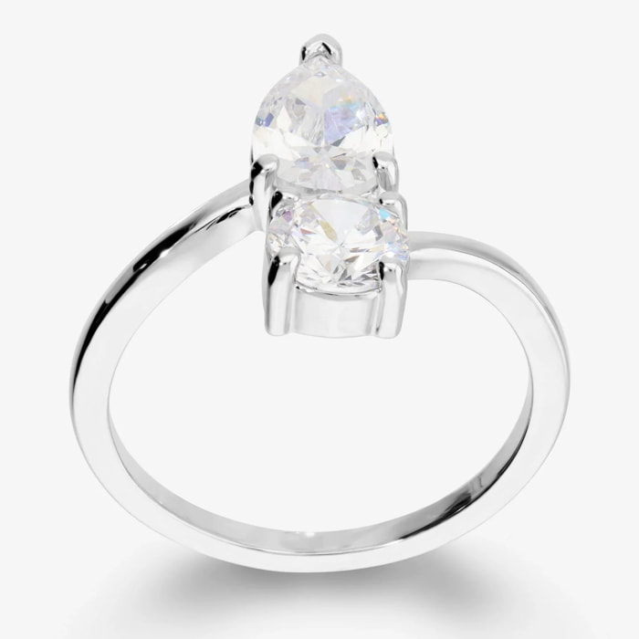 Anello Contrarié con Doppia Pietra a Goccia e Tonda