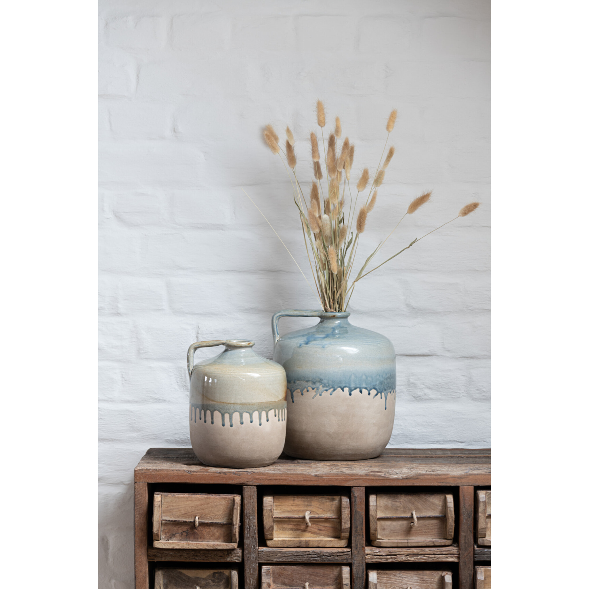 J-Line vase Cruche Poignée - céramique - beige/gris - small - Ø 21 cm
