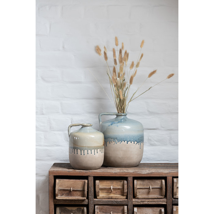 J-Line vase Cruche Poignée - céramique - beige/gris - small - Ø 21 cm