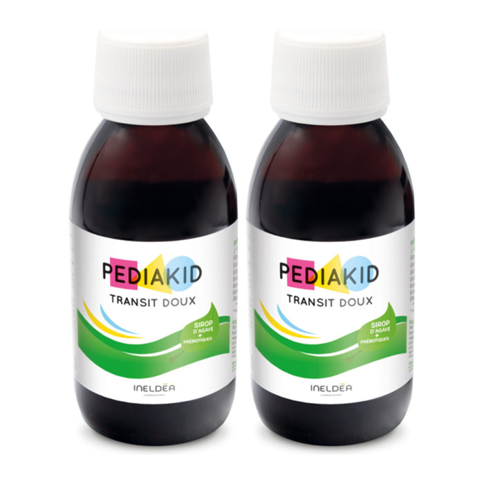 PEDIAKID - Sirop Transit Doux - Complément Alimentaire Naturel - Formule Exclusive au Sirop d'Agave - Contribue à Réguler le Transit en Douceur - Arôme Naturel de Pomme - Lot de 2 Flacons de 125 ml