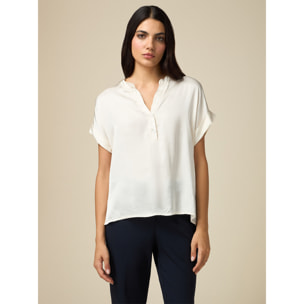 Oltre - Blusa en raso de viscosa - Blanco