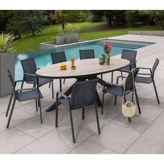 Ensemble table et chaises de jardin  - Chêne - CARMELORY