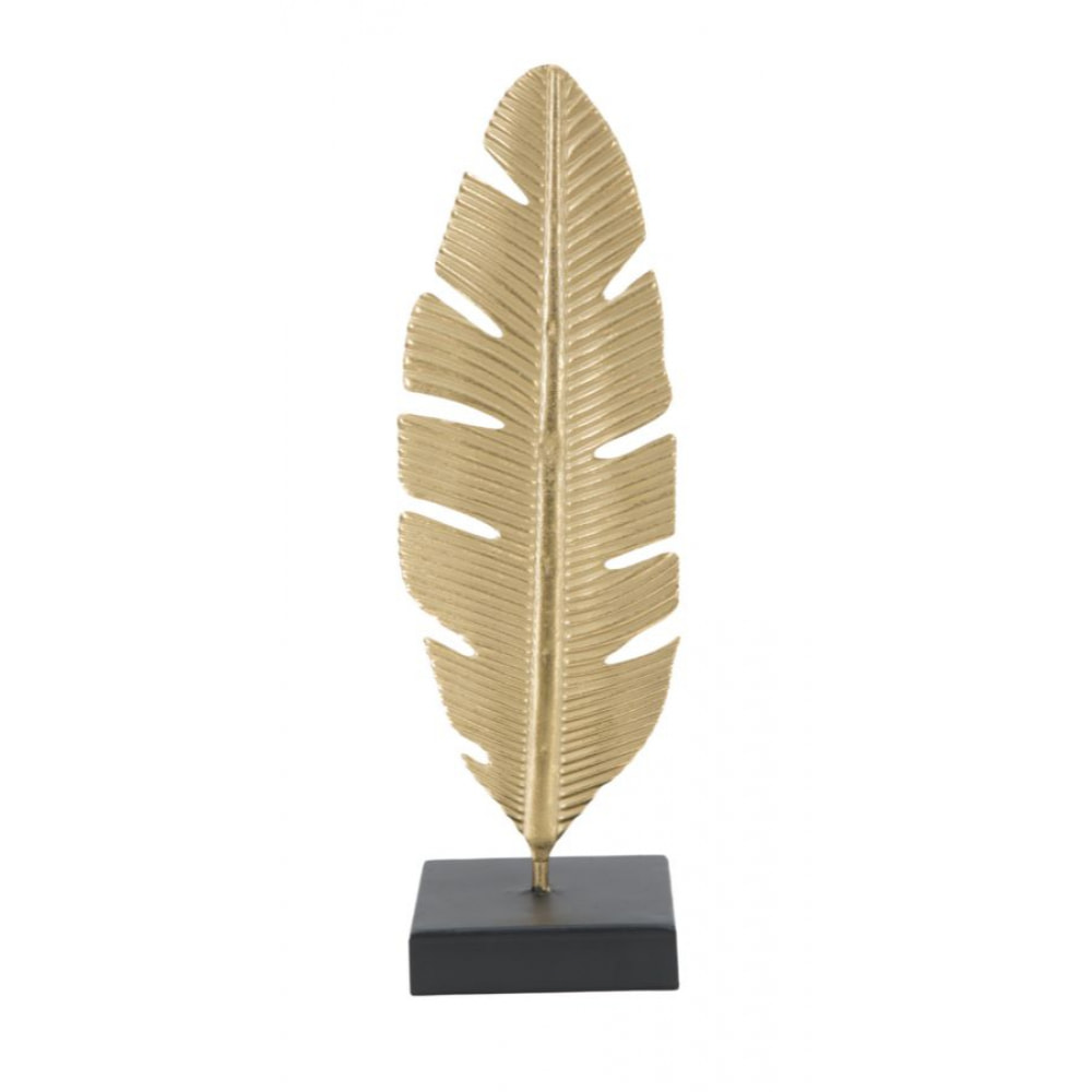 SCULTURA FOGLIA C/PORTA CANDELA GLAM CM 10X10X34