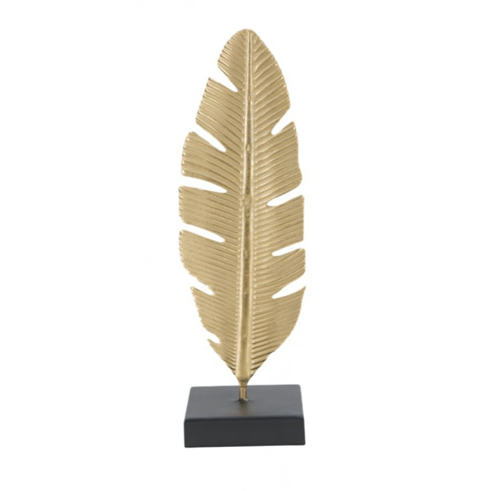 SCULTURA FOGLIA C/PORTA CANDELA GLAM CM 10X10X34