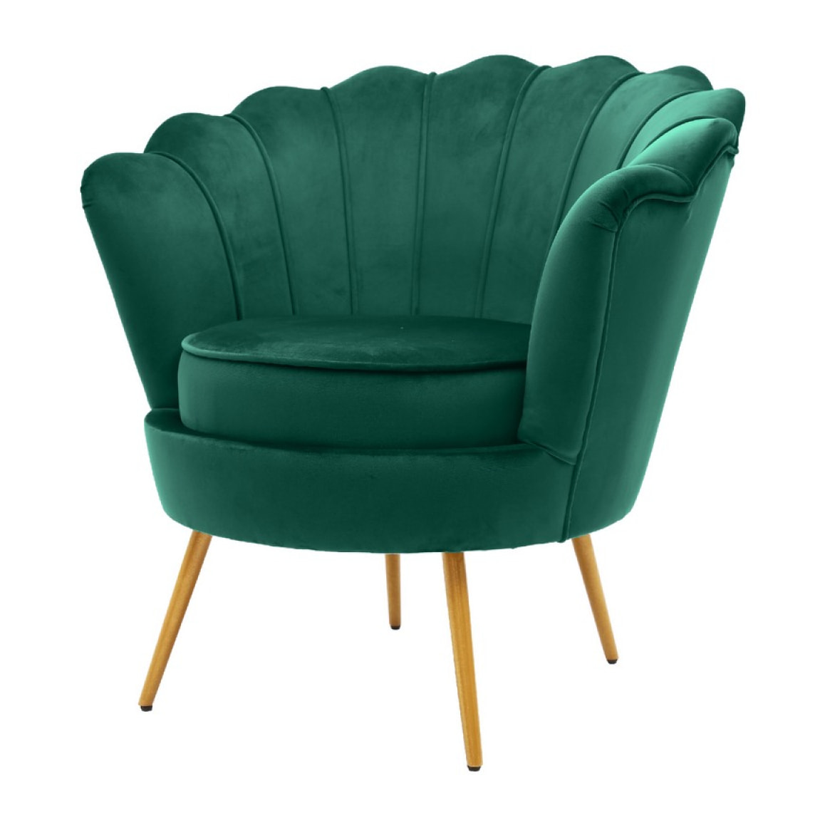 Poltrona design modello ventaglio in velluto verde