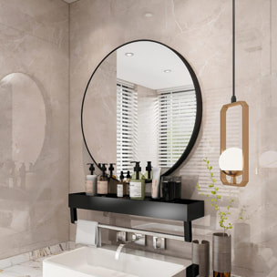 Specchio tondo da parete 60 cm con telaio nero - Ecoche