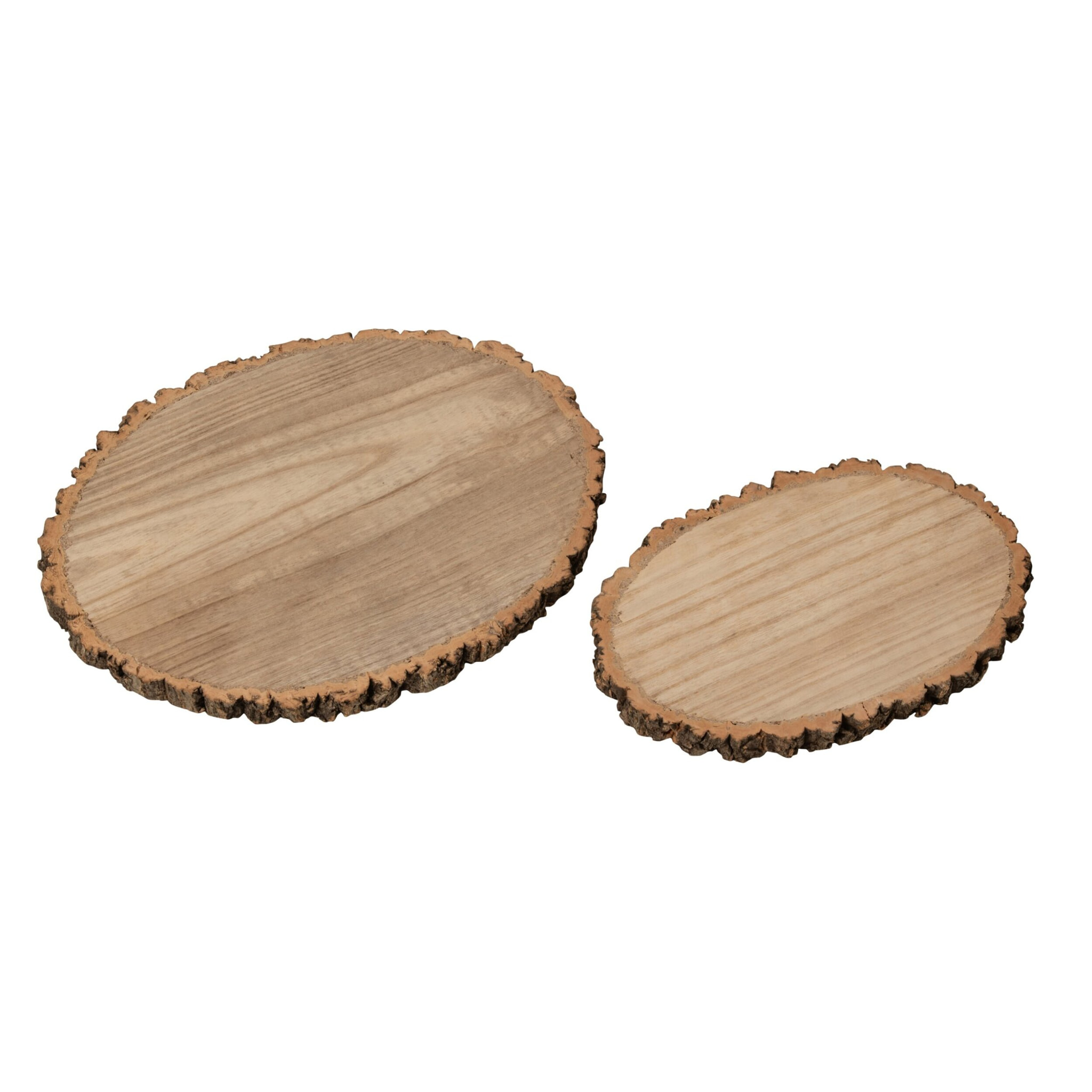 J-Line tranche de bois Ovale - bois - naturel - large - set de 2