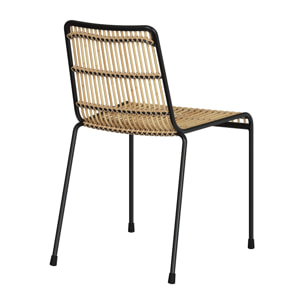 Chaise Jouve en rotin et métal noir (lot de 2)