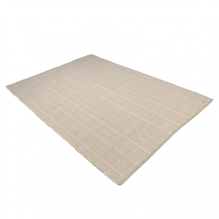 CHARLES - Tapis rectangulaire 160x230cm en coton recyclé couleur ivoire