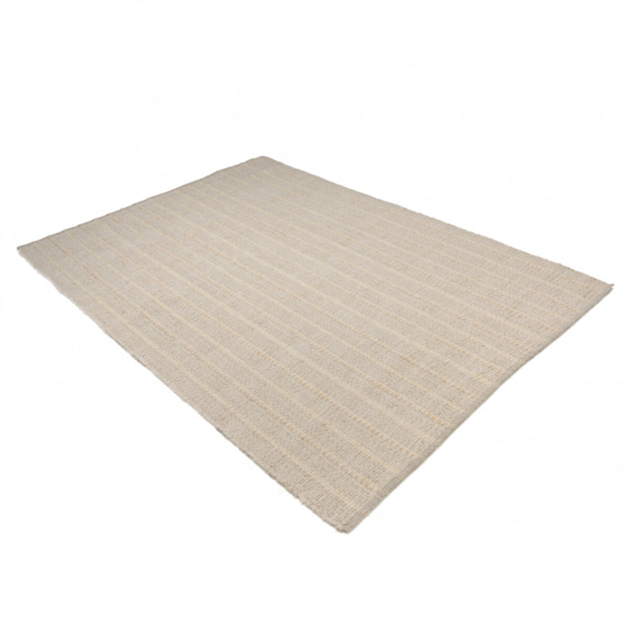 CHARLES - Tapis rectangulaire 160x230cm en coton recyclé couleur ivoire