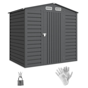 Abri de jardin cabanon dim. 190L x 131l x 188H cm porte verrouillable ventilations tôle acier ondulé gris