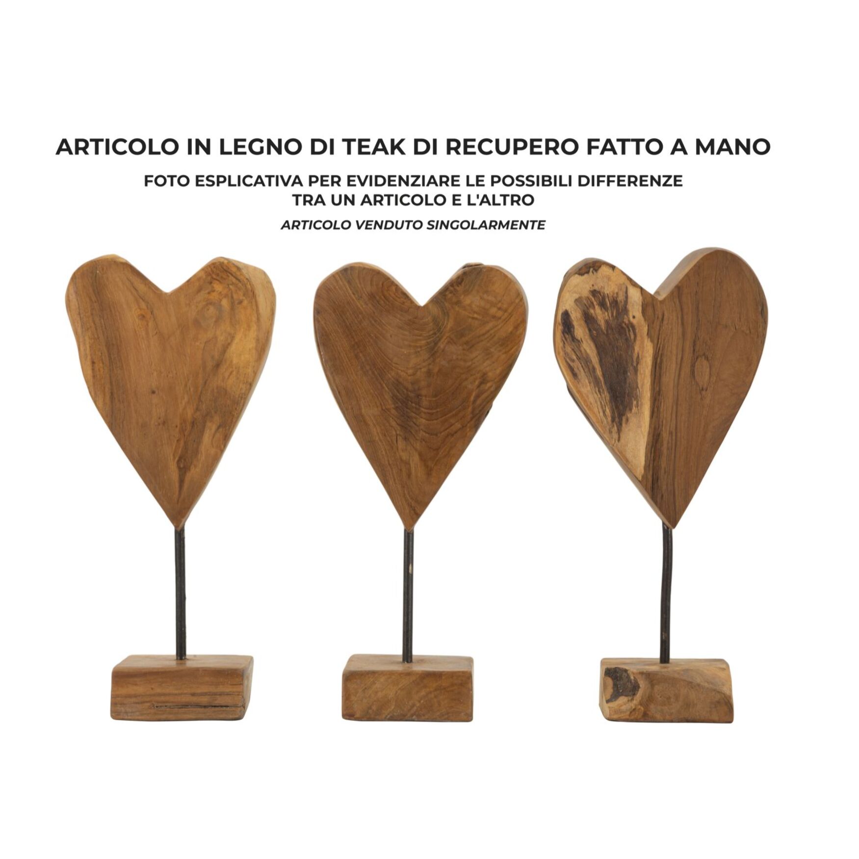 SCULTURA CUORE IN TEAK RIC. CM 15X10X35 (PEZZI UNICI - NON RIP. IN SERIE)