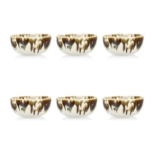Lot de 6 coupelles abstraites en porcelaine beige 10cm MAKA