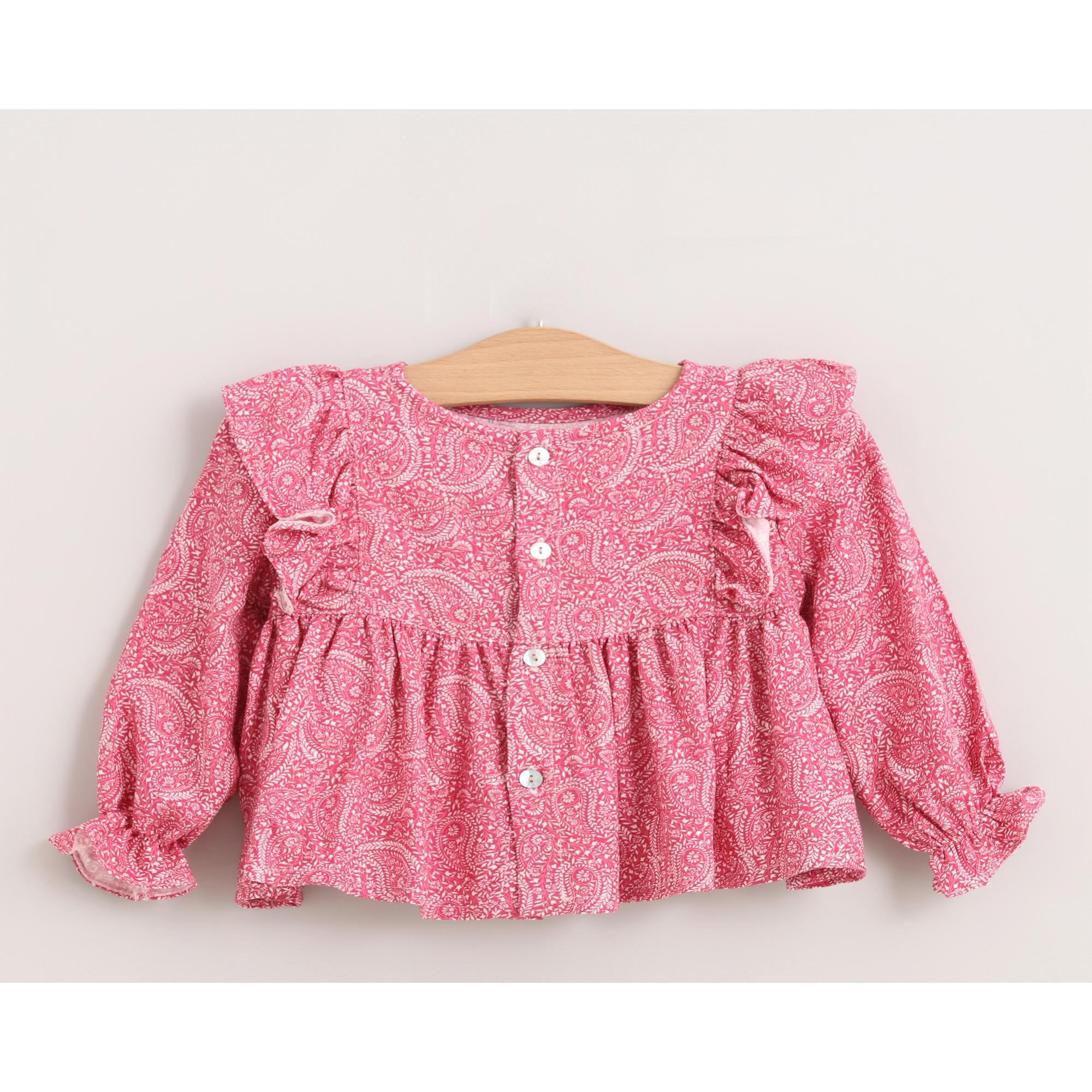 Blusa volantes costados cachemir rosa
