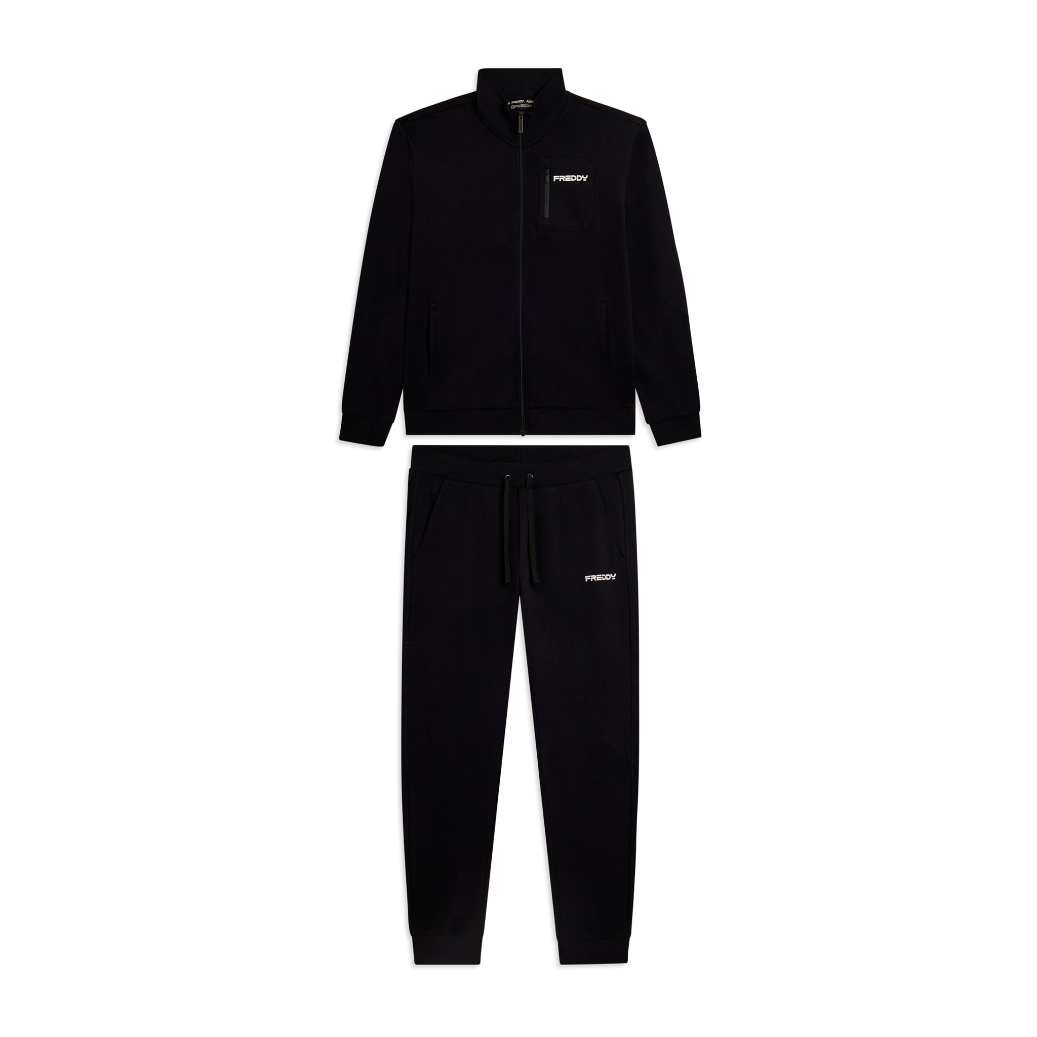 Tuta uomo zip e collo alto in cotone Interlock